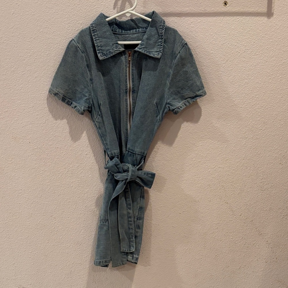 White fox Denim Short Sleeve dress